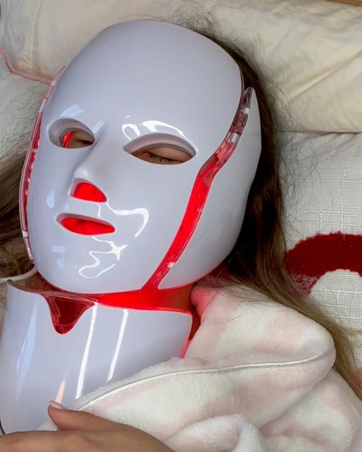 Máscara de LED Facial e Pescoço 7 Cores – Fototerapia Rejuvenescedora Profissional