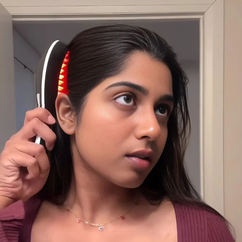 Escova Massageadora Capilar Anti-queda com LED 4 em 1