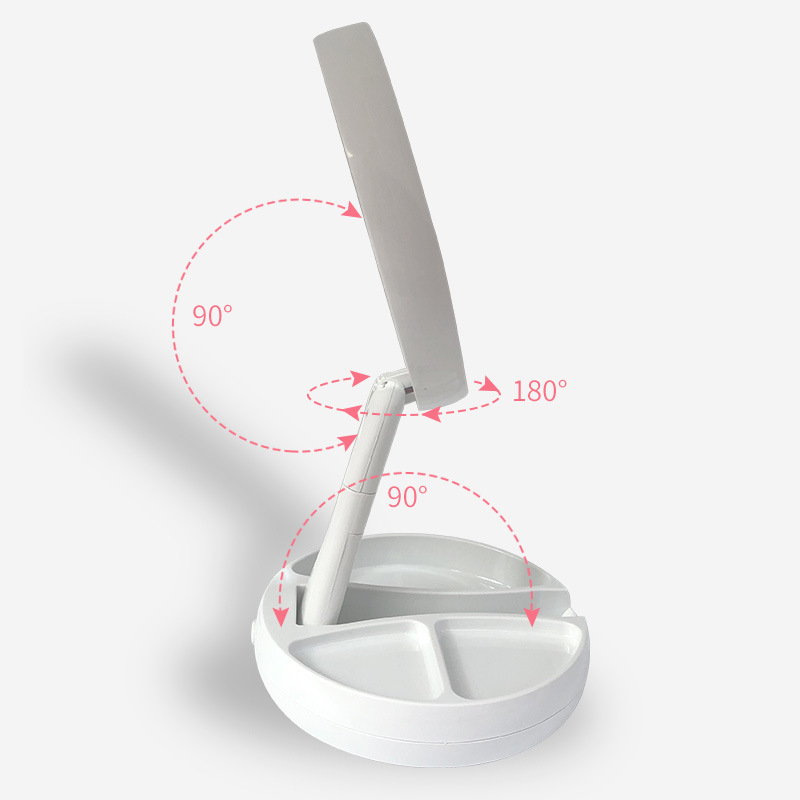 Espelho Luz Led Iluminador Mesa Maquiagem Portátil Pilha USB Aumento até 10X