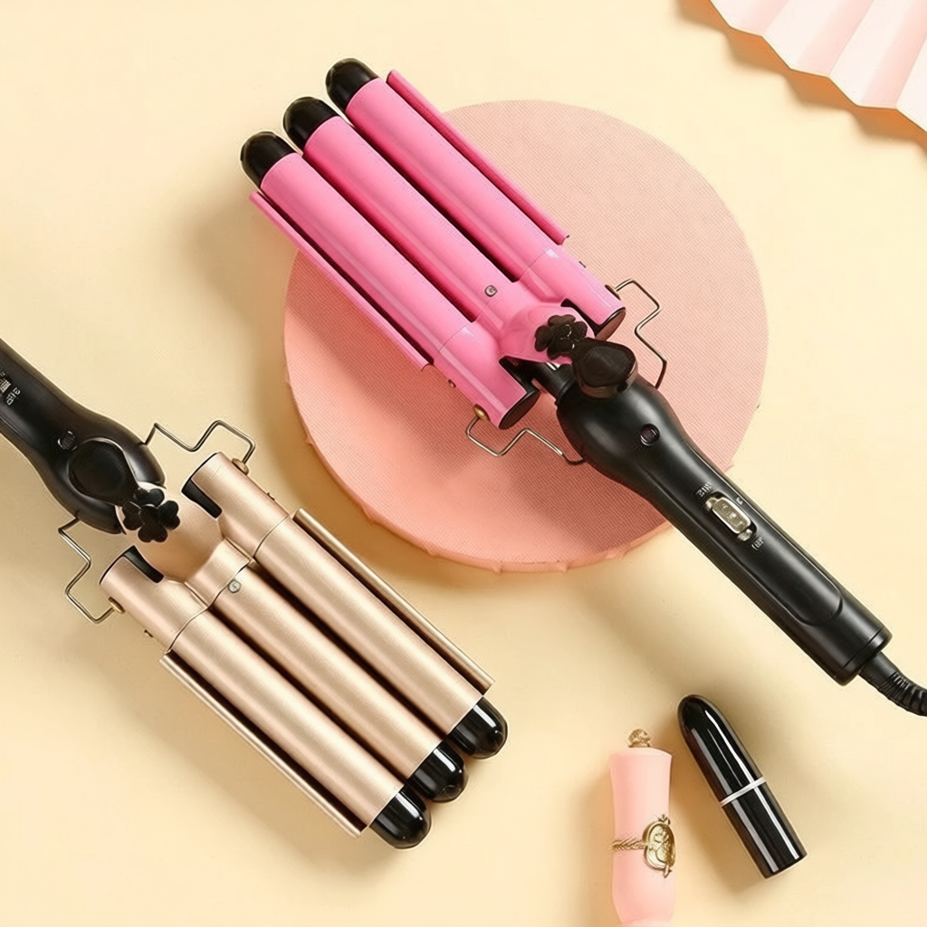 Chapinha Triondas Ondulador Formador Triplo 22mm Modelador de Cachos Onda Cabelo Cerâmica 200°C