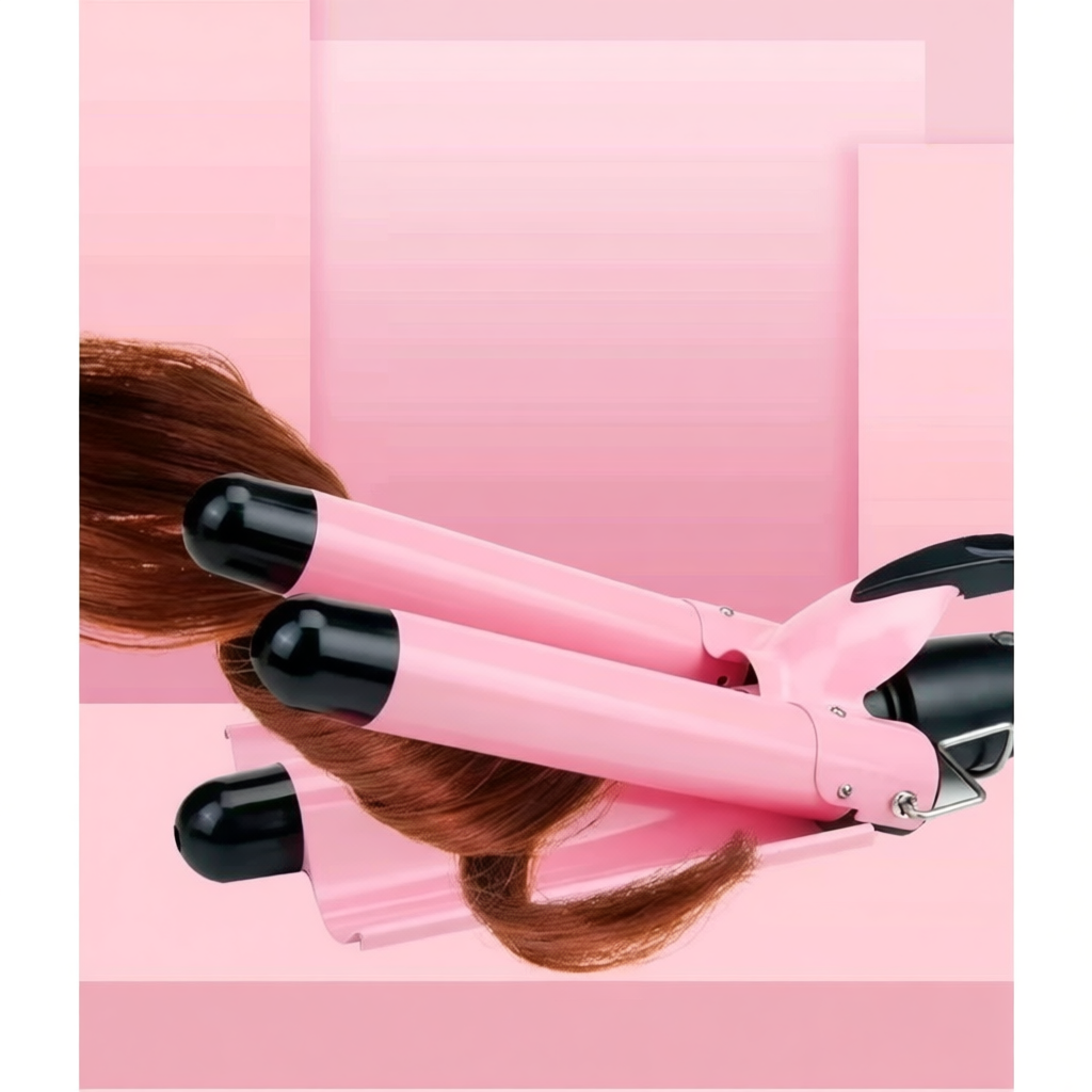 Chapinha Triondas Ondulador Formador Triplo 22mm Modelador de Cachos Onda Cabelo Cerâmica 200°C