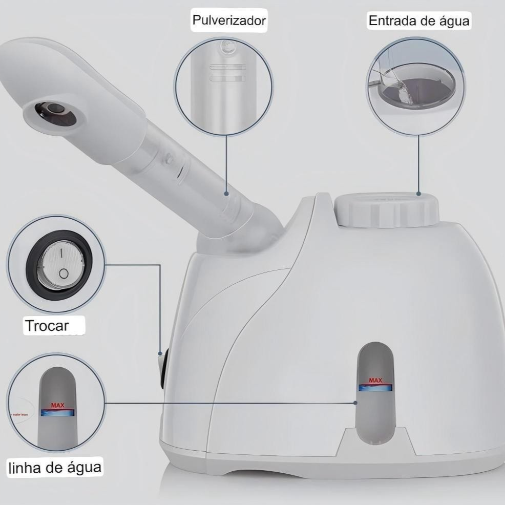 Aparelho Vaporizador Facial Vapor de Ozônio Profissional